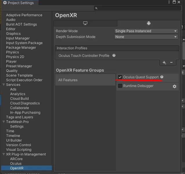 OpenXR Settings